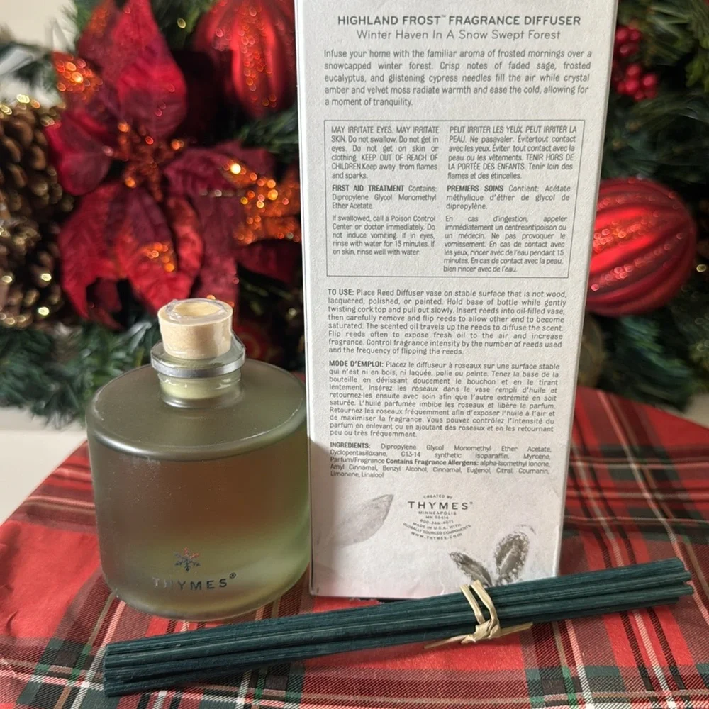Thymes Petite Highland Frost Diffuser - Home Fragrance Diffuser Set Includes